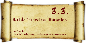Balázsovics Benedek névjegykártya