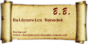 Balázsovics Benedek névjegykártya